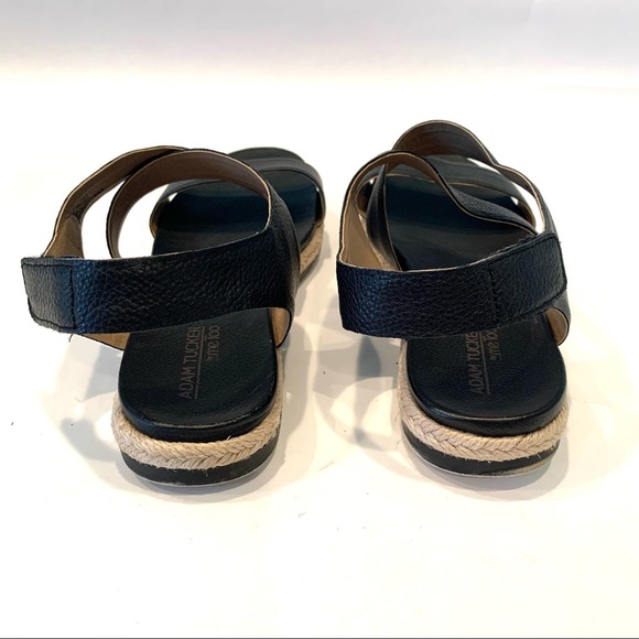 Adam Tucker Black Genuine Leather Espadrille Sandal - Picture 3 of 12